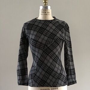 Junya Watanabe Black and Gray Checkered Long Sleeve Top